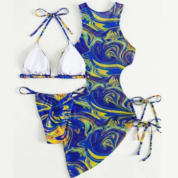 NWOT 3 Piece Bikini Set and Coverup - Picture 2 of 15